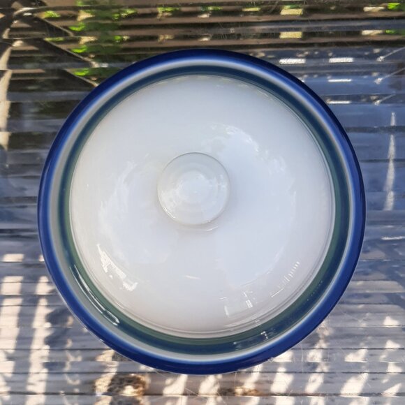 Pfaltzgraff OCEAN BREEZE Covered Butter Dish Stoneware Round Blue Green - Picture 2 of 6